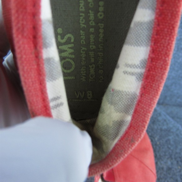 TOMS Women Flat Shoes Orange Fabric Slip On Size 8 Medium - Picture 7 of 10